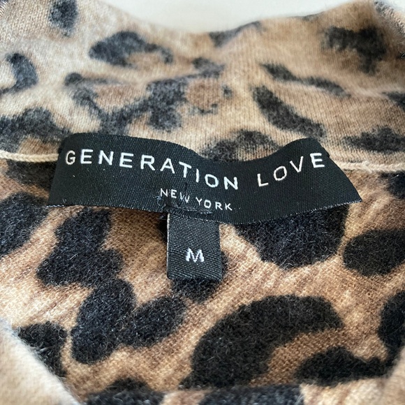Generation Love Cashmere Cheetah Print Cold Shoulder Sweater M - Picture 8 of 11